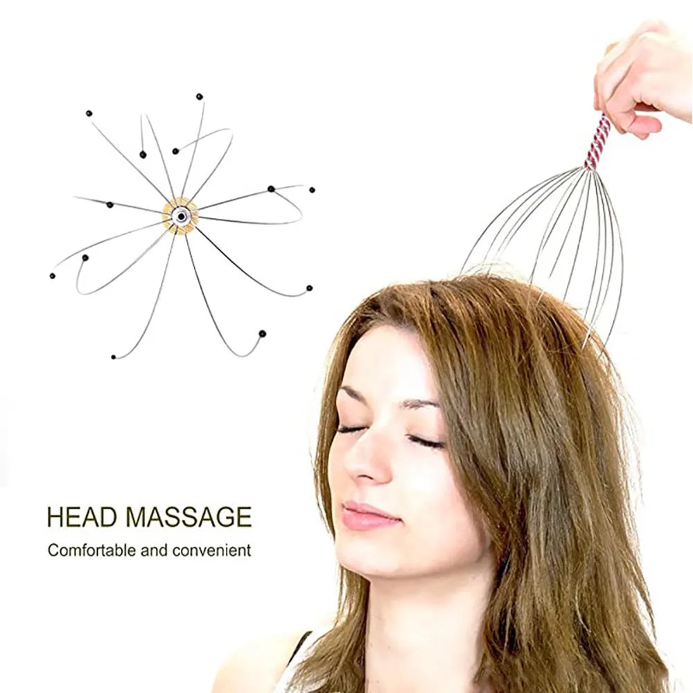 Octopus Head Massager Scratching Scalp Relaxation Relief Body Massager Scratcher Relieves Tension Health Care Tools Random Color